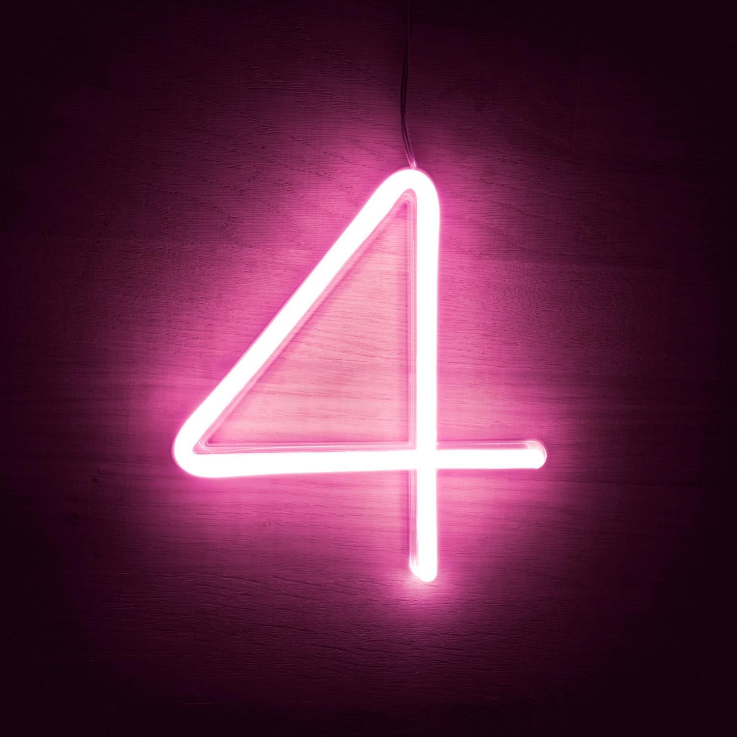 Numéros et Symboles Néons LED Rose 4 Rose | Leroy Merlin