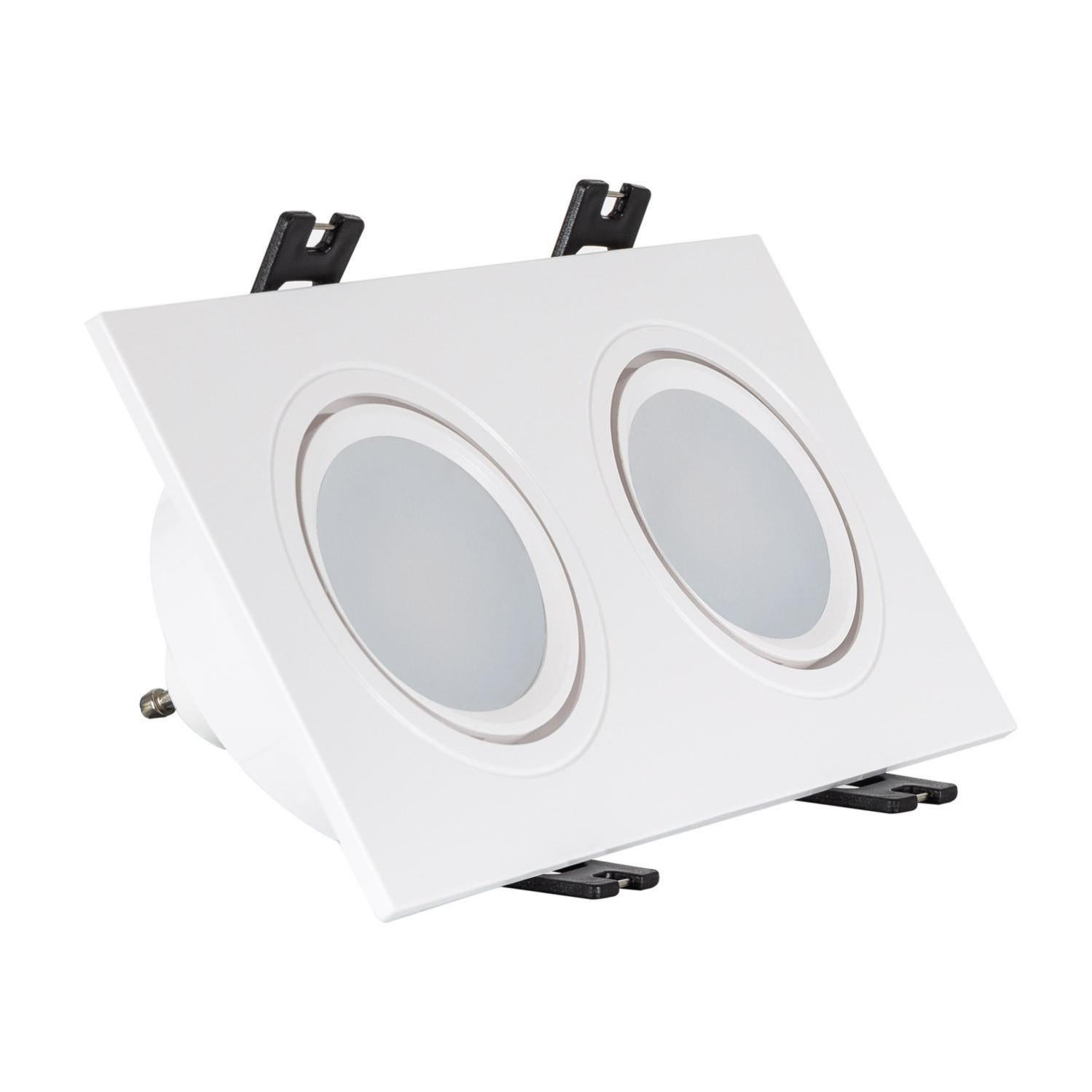 Spot LED Downlight Carré Inclinable GU10 6W Coupe 75x150mm PC Blanc