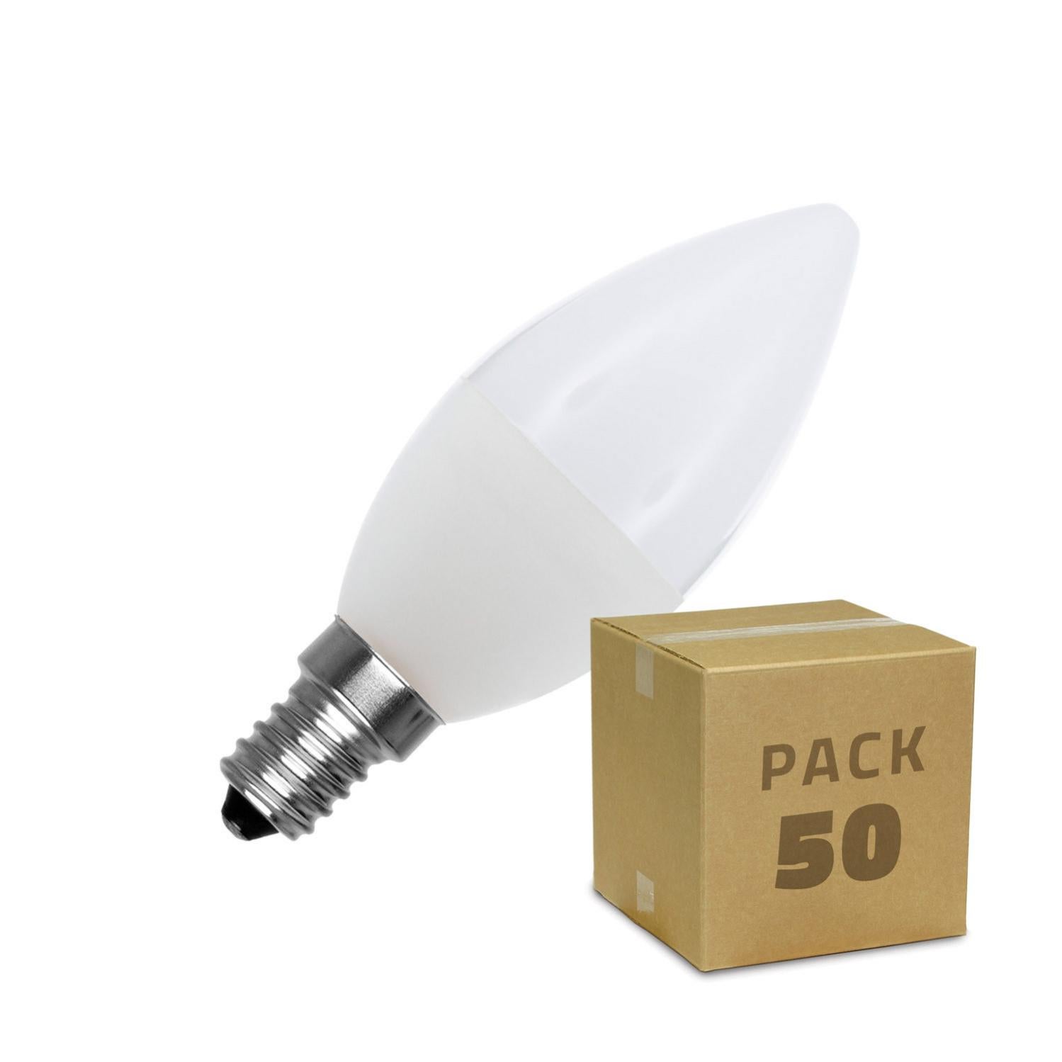 Boîte de 50 Ampoules LED E14 C37 5W Blanc Chaud 180º Leroy Merlin