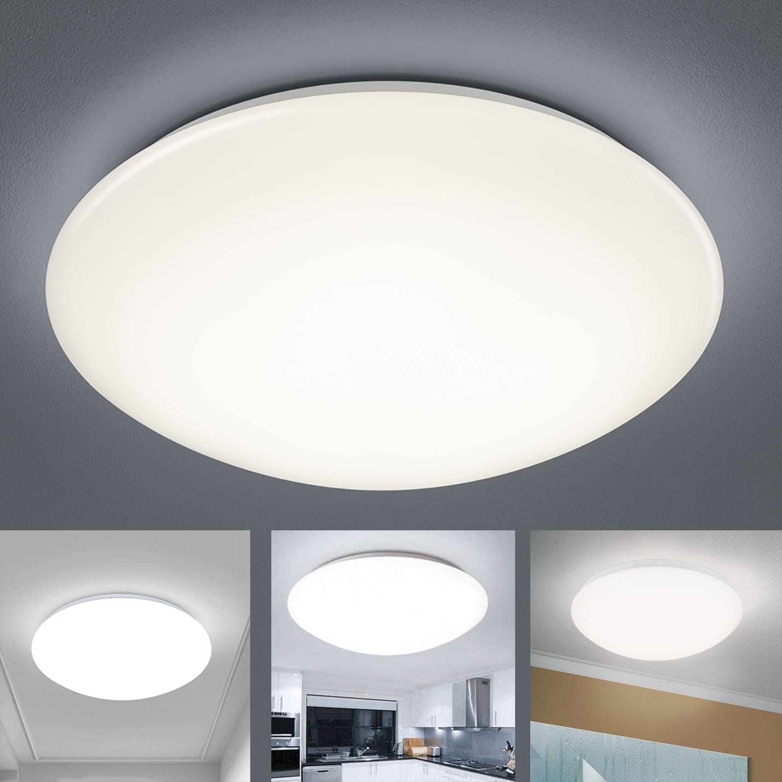 Plafoniera LED moderna 18W luce soffitto lampada tonda parete interni  cucina bagno ufficio soggiorno negozio 230V 6000K