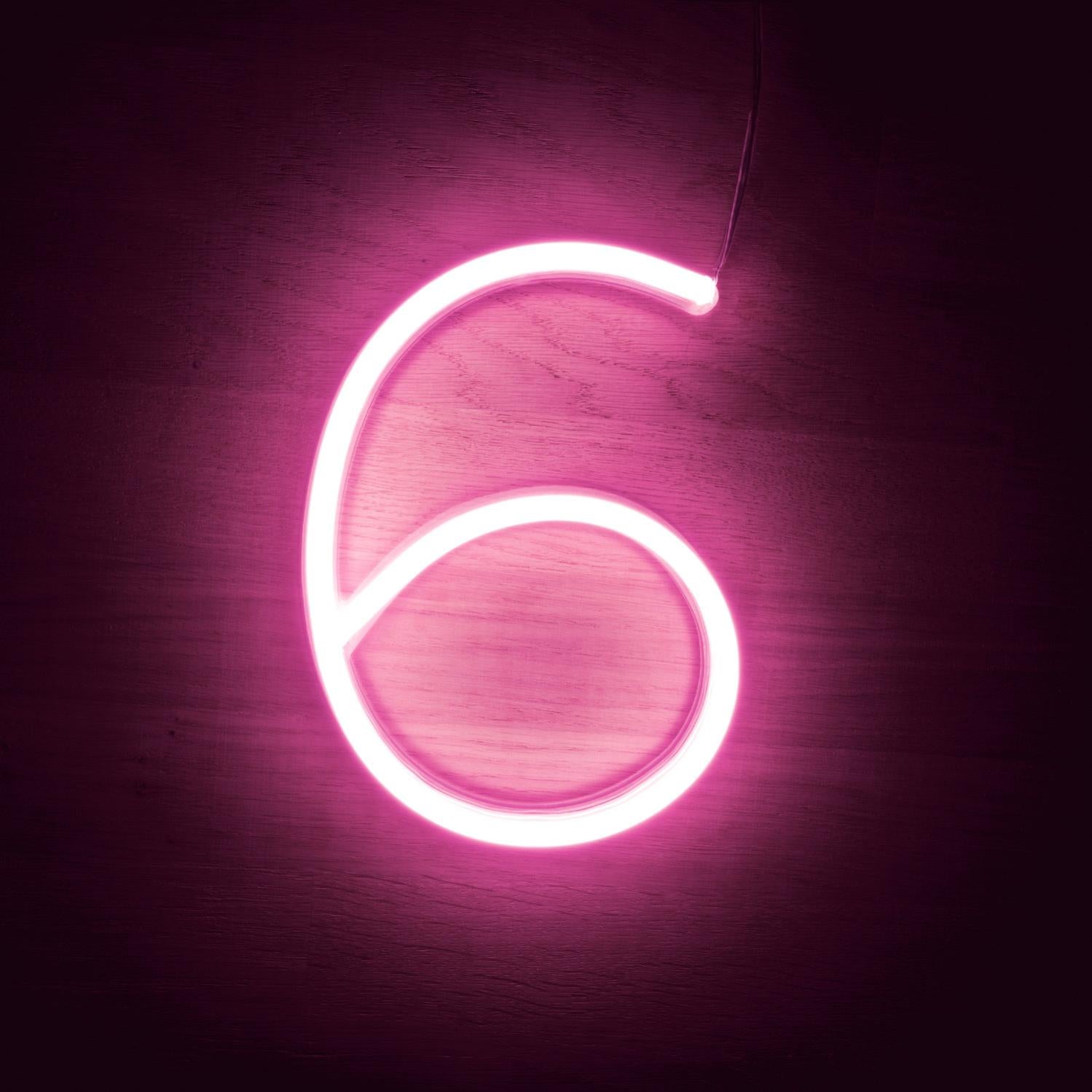 Numéros et Symboles Néons LED Rose 6 Rose | Leroy Merlin