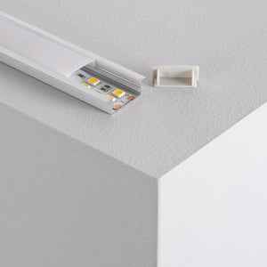 Profilé Aluminium Encastrable avec Capot Continu pour Double Ruban LED  jusqu'à 18mm Capot Transparent