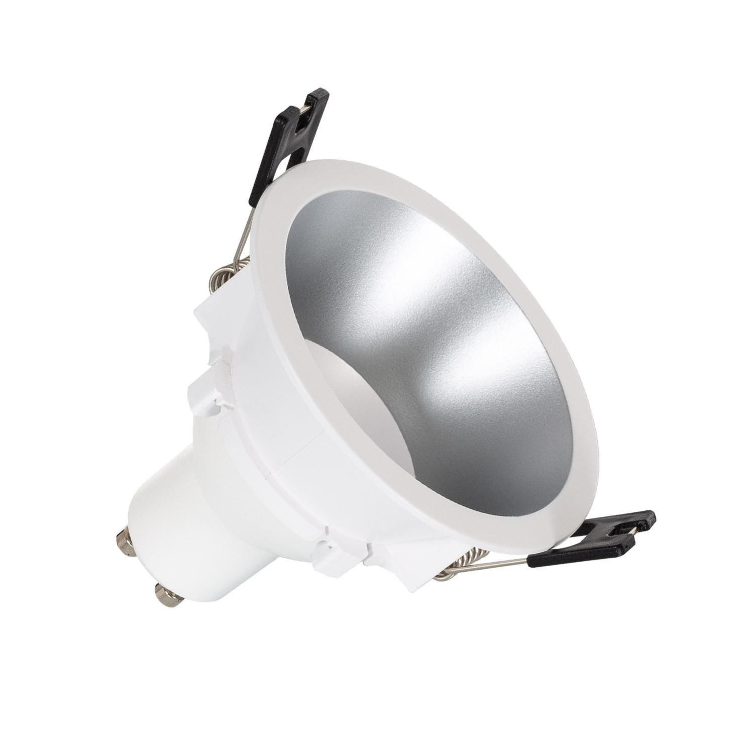 Spot LED Downlight Conique GU10 6W Coupe Ø 75mm PC Argent Blanc Chaud