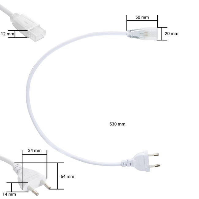 Câble d'Alimentation Ruban LED Dimmable 220V AC Solid 120LED/m IP65 Mo