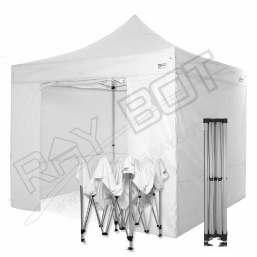 Gazebo Pieghevole 3x3 RAY BOT Bianco Professionale Con Laterali. Tessuto  Impermeabile Da 350g/m in PVC. Gazebo Rapido