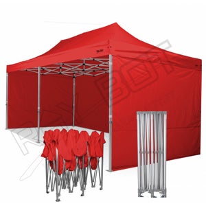 Gazebo Pieghevole 3x4,5 RAY BOT Rosso Professionale Con Laterali . Tessuto  Impermeabile Da 350g/m in PVC. Gazebo Rapido