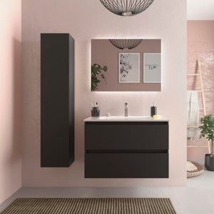 Mueble De Baño Con Patas + Lavabo Negro 80 Cm Smart – Madera Y Metal Negro  con Ofertas en Carrefour