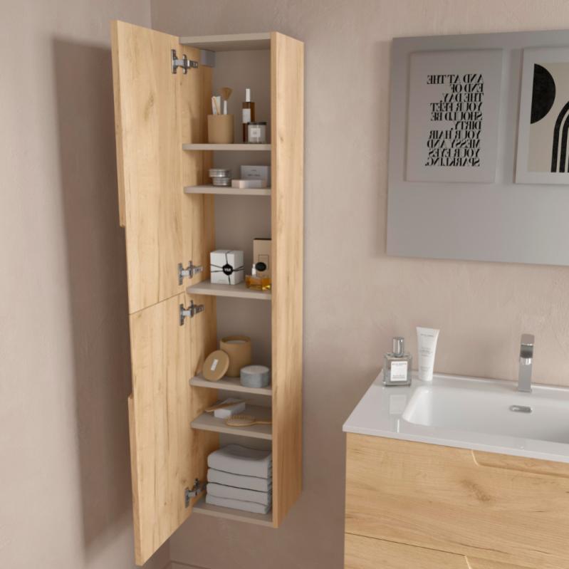 Meuble Colonne Salle De Bain FORABAMB - Armoire Étagère Bambou | 190 Cm Haut | Rangement Optimisé