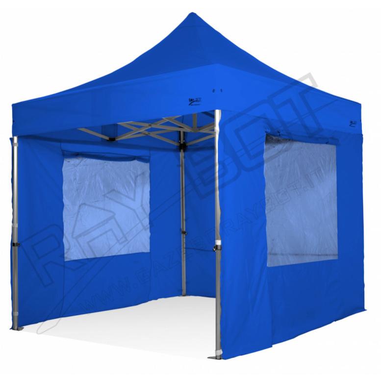 Gazebo Pieghevole 3x3 RAY BOT Blu Professionale Con Laterali e Finestre