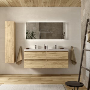 Mueble Lavabo + Lavabo 90 cm MONTADO - Roble Claro PIACENZA – Entorno Baño