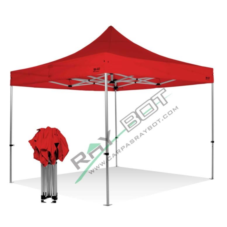Gazebo Pieghevole 3x3 RAY BOT Rosso Professionale Senza Laterali