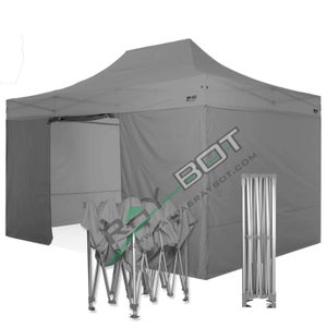 Gazebo Pieghevole 3x4,5 RAY BOT Grigio Professionale Con Laterali . Tessuto  Impermeabile Da 350g/m in PVC. Gazebo Rapido