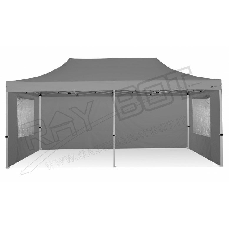 Carpa Plegable 3x3 Azul Con Telones Laterales y Ventanas. Acero 30 mm.  Tejido Recubierto De PVC Impermeable, Repelente al Agua De 350gm