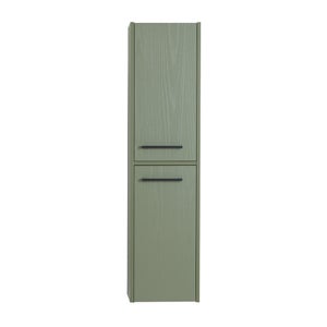 Colonna bagno sospesa 140 cm grigio effetto legno 2 ante soft-close Sofia