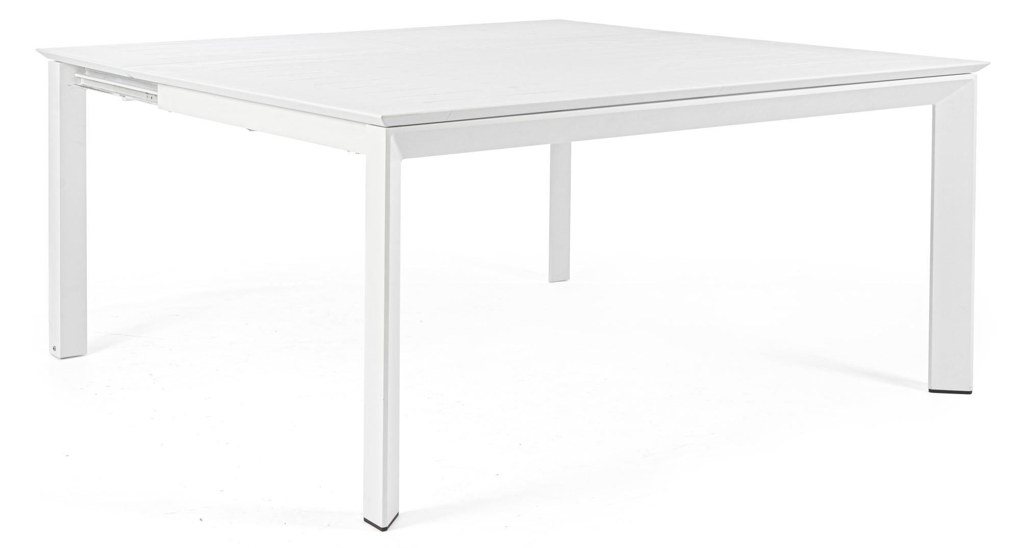 Table extensible de jardin carrée aluminium blanc Koni 110/160 cm
