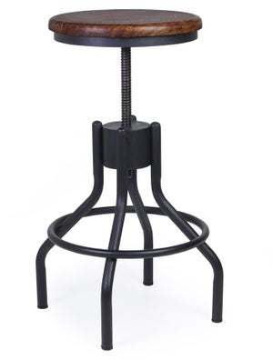 Tabouret de bar 40x40x58/79 cm en fer noir laqué