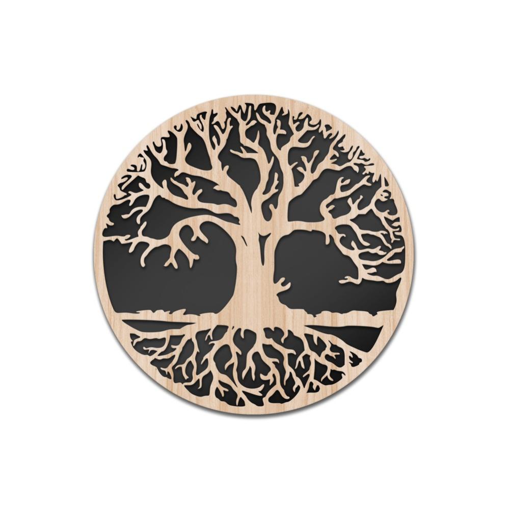 Quadro Albero Della Vita 3D In Legno - Decorazione Murale Moderna Per Soggiorno, Camera, Corridoio, Nero/Oro E Altri Colori