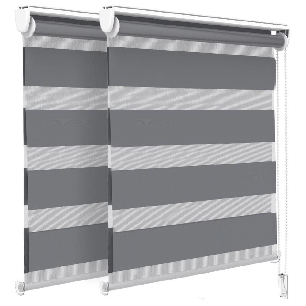 Tenda a rullo Giorno & Notte Ombre Zebra Luxe Grigio Chiaro