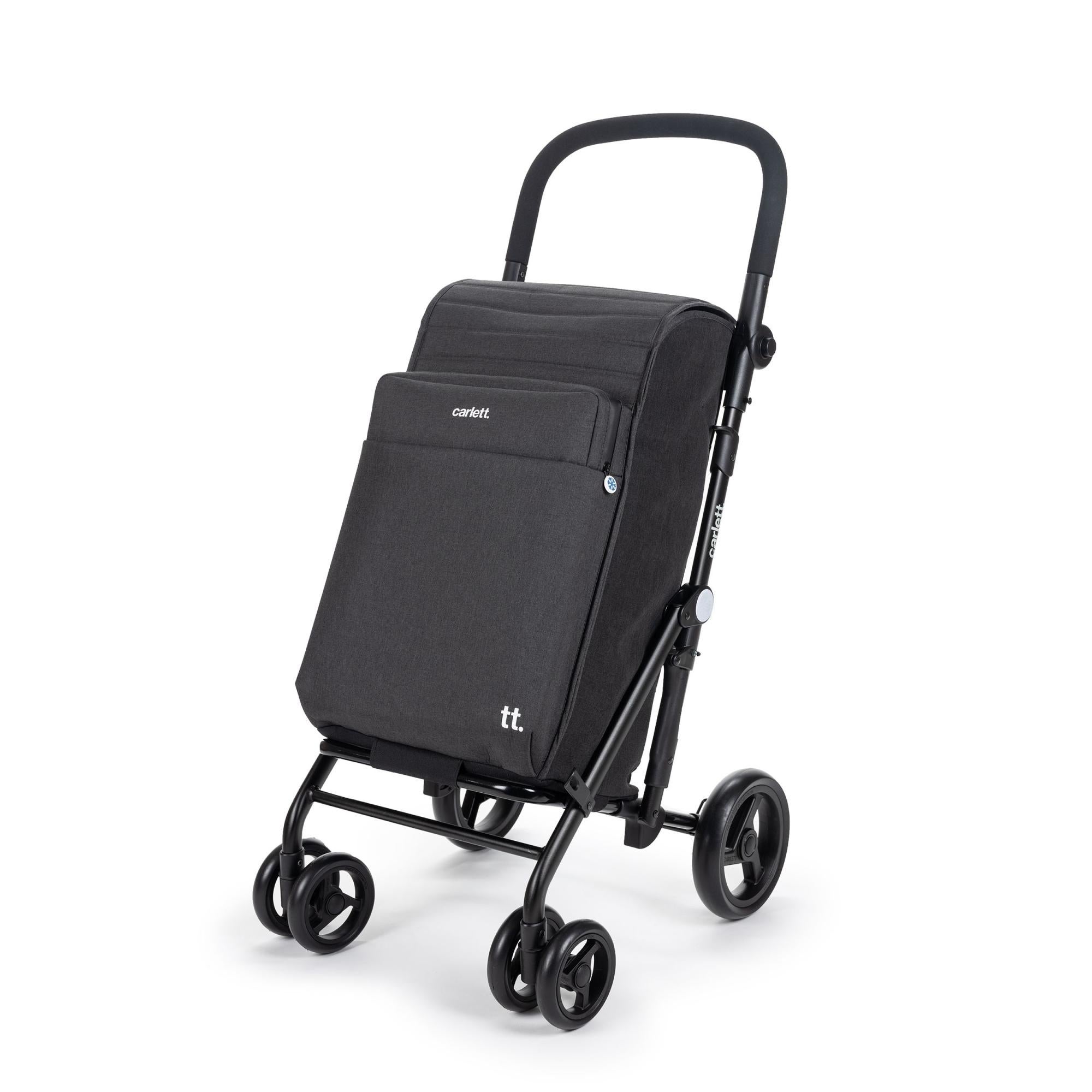 Chariot De Courses Carlett Pliable 4 Roues - Sac Isotherme Inclus - Capacité 25kg - Rouge Vif