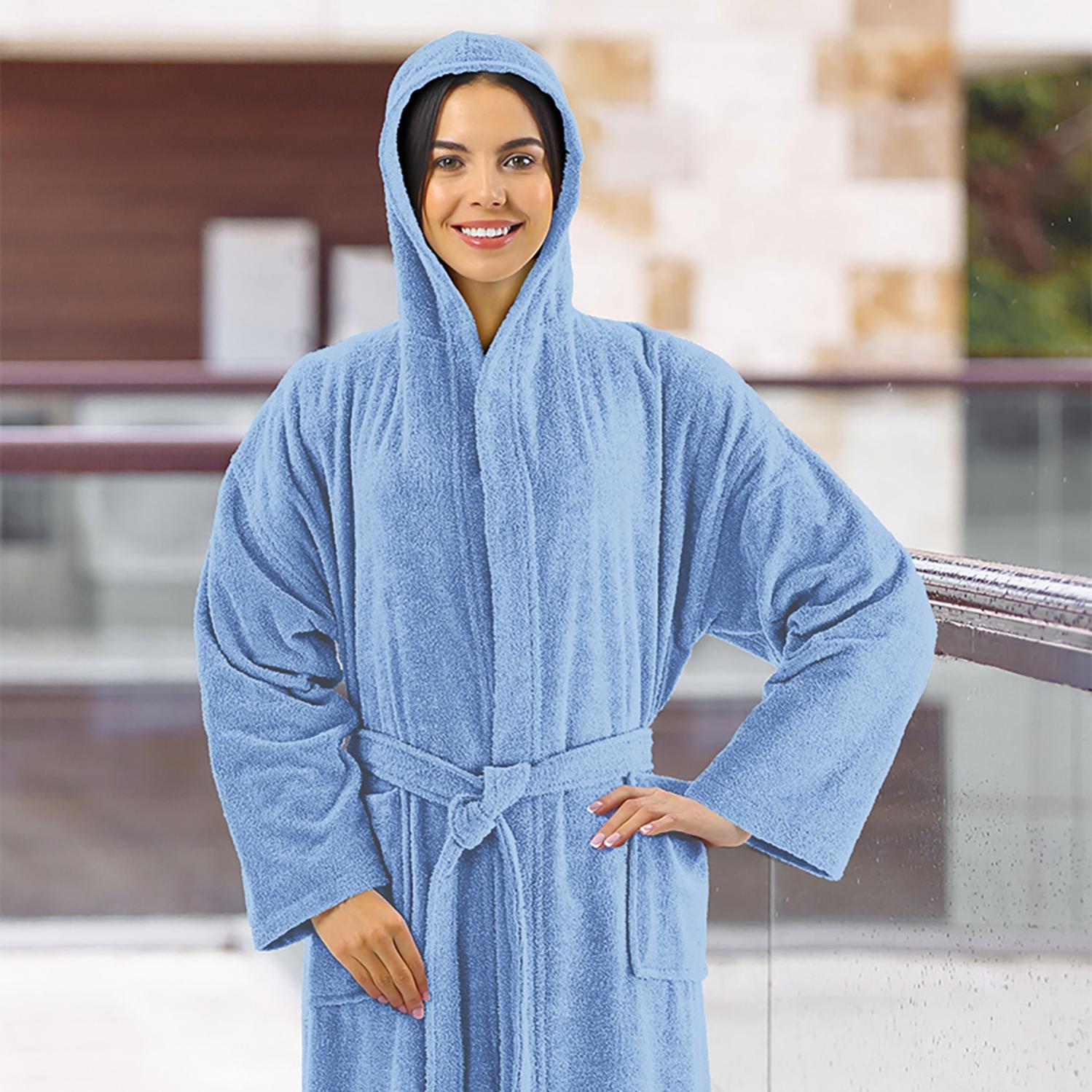 Vestaglia Donna Charme Accappatoio Unisex In Spugna Con Cappuccio