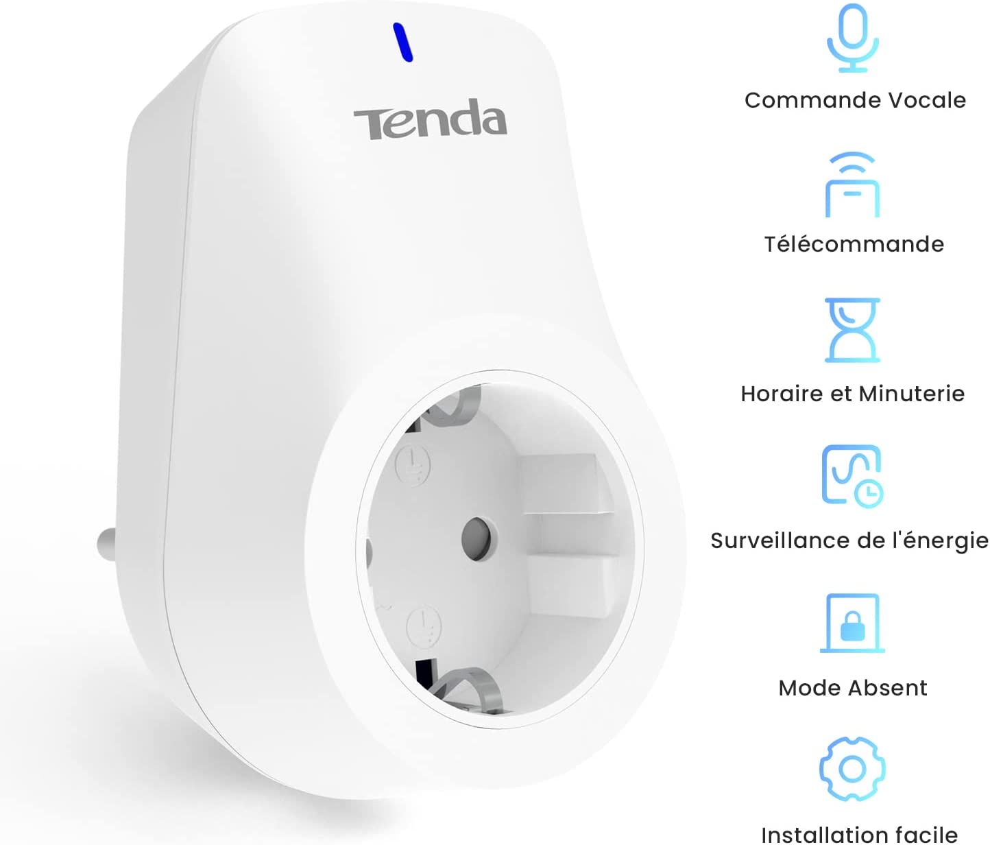 TENDA Prise connectée 3.68KW, télécommande, Mesure Conso, bébé protecté,  Alexa compatible, prise intelligente, prise wifi, Beli SP9