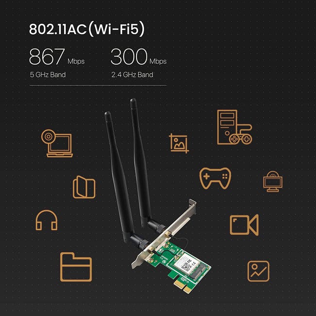 TENDA CLÉ WIFI puissante 1200 Mbps, Adaptateur WiFi dual Bande , Plug&Play,  Gaming Top Niveau, Win 7/8/10, Dongle PCIe, E12