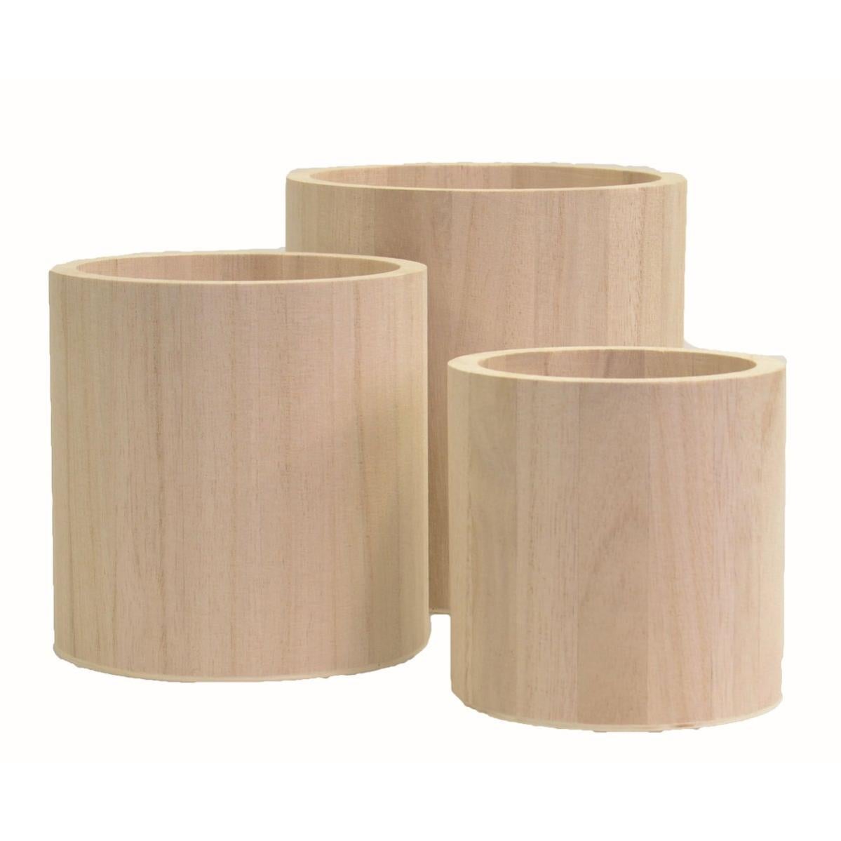Set de 3 vases ronds en bois Leroy Merlin