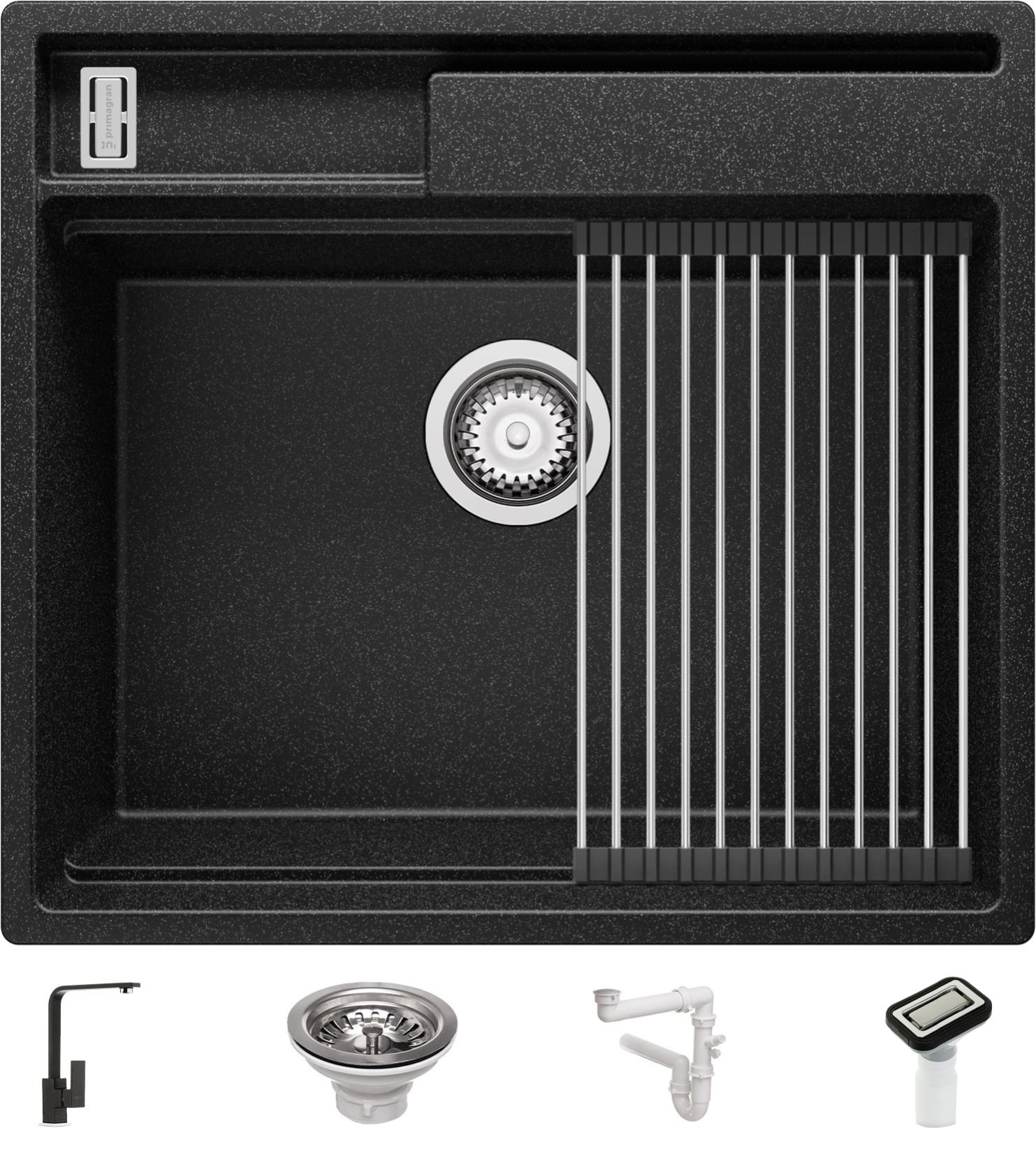 Fregadero Cocina 58 X 53 Cm, Fregadero Granito Un Seno + Grifo 8700 + Kit De Drenaje, Fregadero