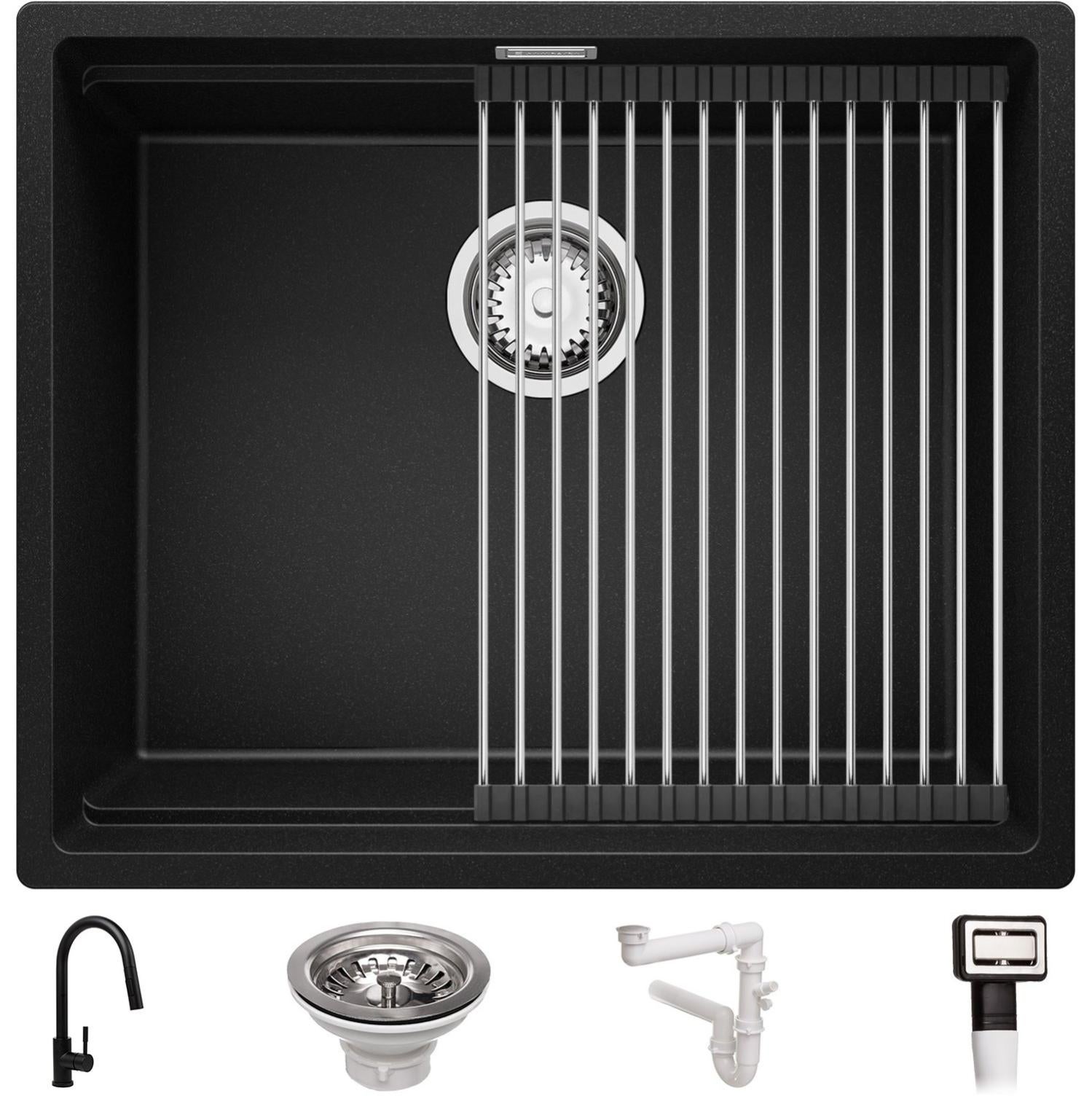 ANYCEE 45x46 cm Lavello Nero con Rubinetto Cucina Estensibile ANYCEE 45x46 cm Lavello Nero con Rubinetto Cucina Estensibile