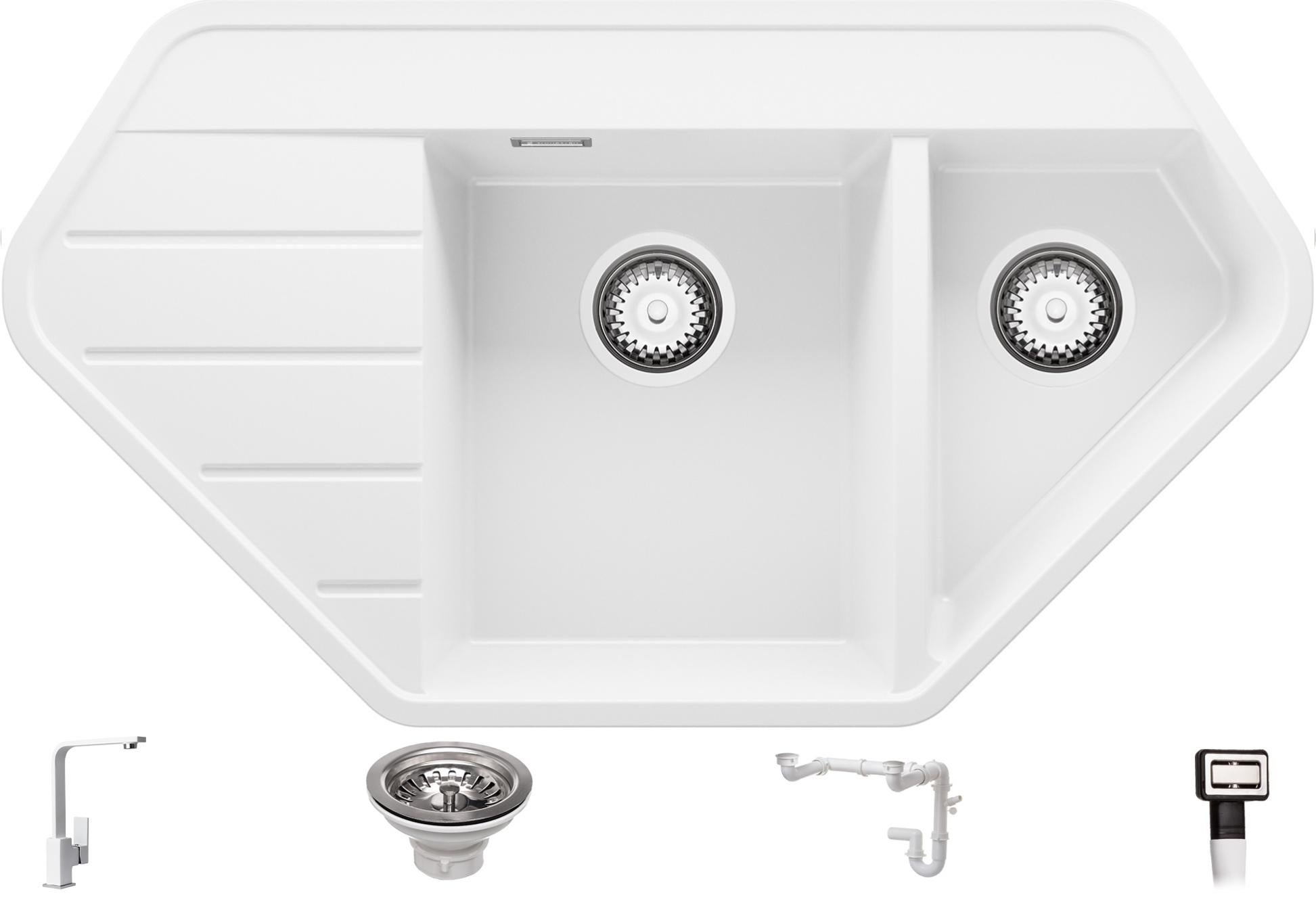 Lavello Cucina In Acciaio Inox 304 Con Rubinetto Digitale - Lavello A Cascata, Doppia Vasca, Accessori Inclusi