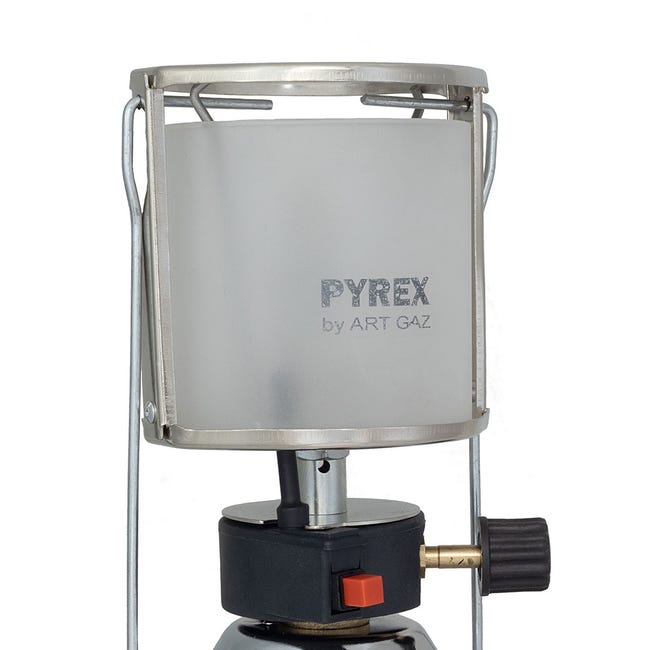 Lampe à gaz piezo Coque Inox Verre Pyrex pour cartouche gaz 190g Lanterne  camping CAMPER GAZ