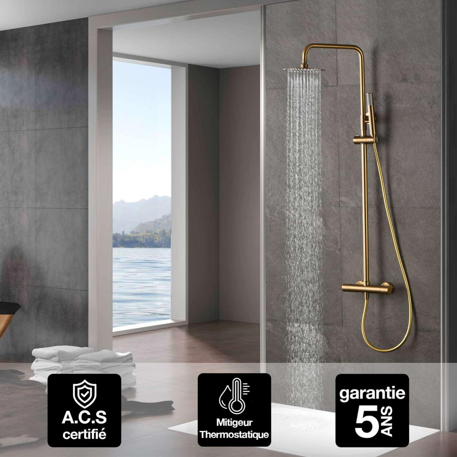 Colonne de douche Thermostatique IMEX MONZA BDM039/OC Or Brossé (PVD) Leroy Merlin