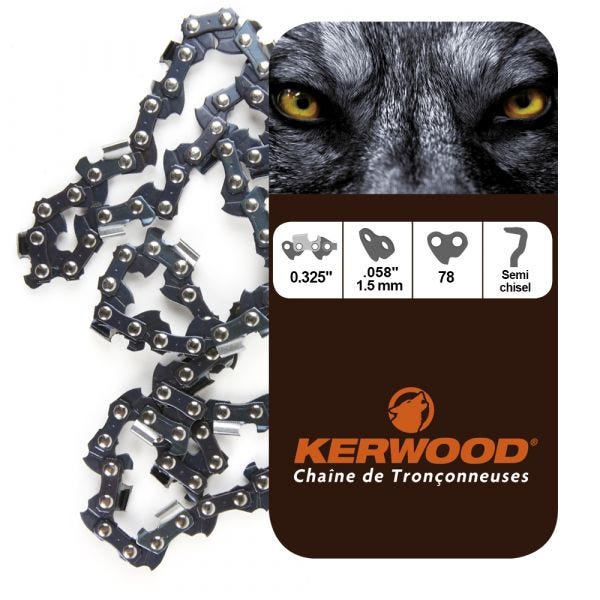 Chaine Kerwood pour ZENOAH G5000 0,325 1,5 mm 78 maillons