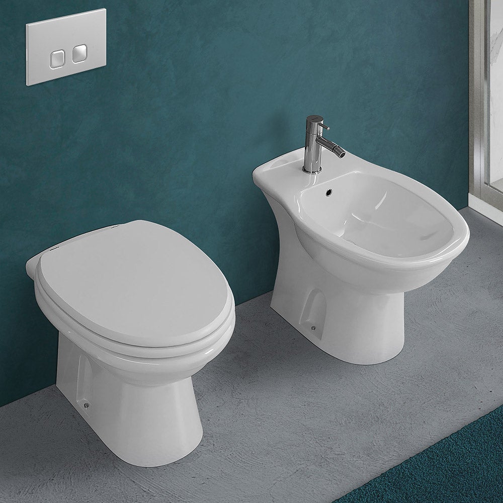 Coppia Sanitari tipo sospeso CITY wc e bidet di forma ovale con copriaso a  chiusura rallentata