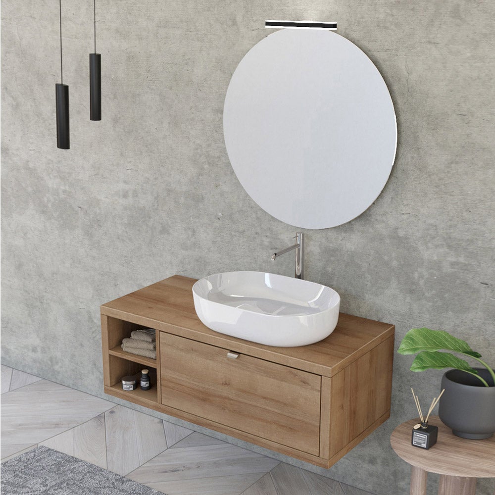 Mobile bagno sospeso 60 cm Master rovere miele con specchio