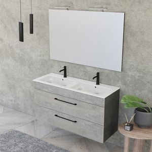 Mobile bagno sospeso 120 cm Smart grigio legno con specchio