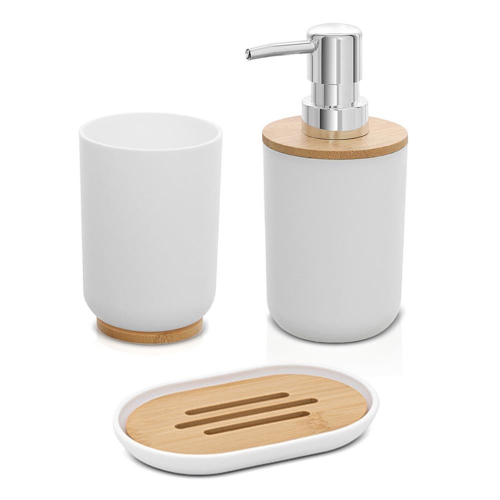 Hommtina Set Bagno 6 Pezzi In Bambù: Elegante E Ordinato, Con Spazzolini Inclusi