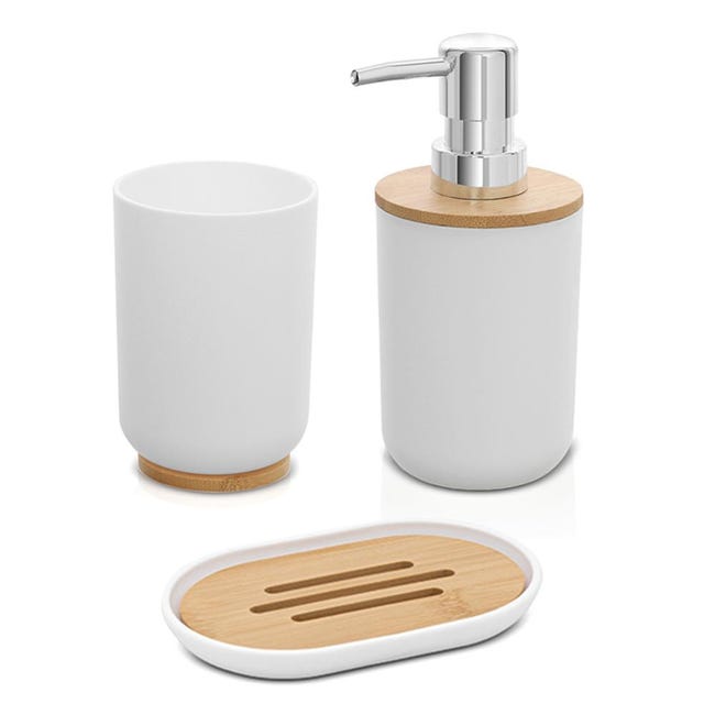 Hommtina Set Bagno 6 Pezzi In Bambù: Elegante E Ordinato, Con Spazzolini Inclusi