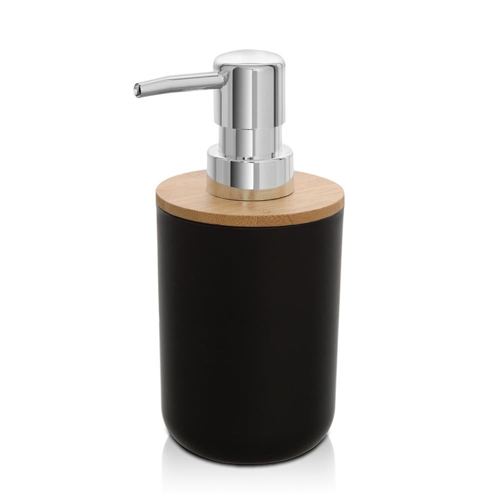 Dispenser Sapone Da Appoggio Nero In Abs E Bambù Surf - 2