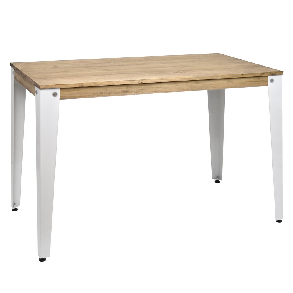 Mesa de comedor extensible blanco/madera clara 120/155 x 80 cm MEDIO 
