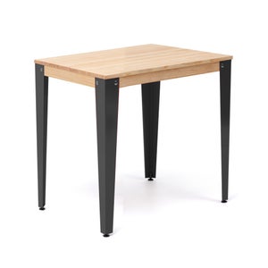 Tavolo da pranzo quadrato Lunds 59X59x75 Nero, in legno massicio di pino  finitura naturale, stile nordico scandinavo, Box Furniture.