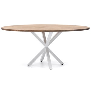 Mesa de comedor extensible oval blanco envejecido