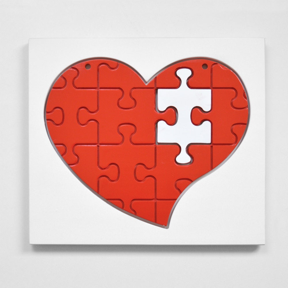 Puzzle cuore grande di San Valentino 28x32 cm in legno