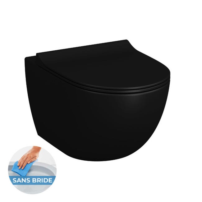 Geberit Pack Banio Design wc suspendu noir mat avec touche noire