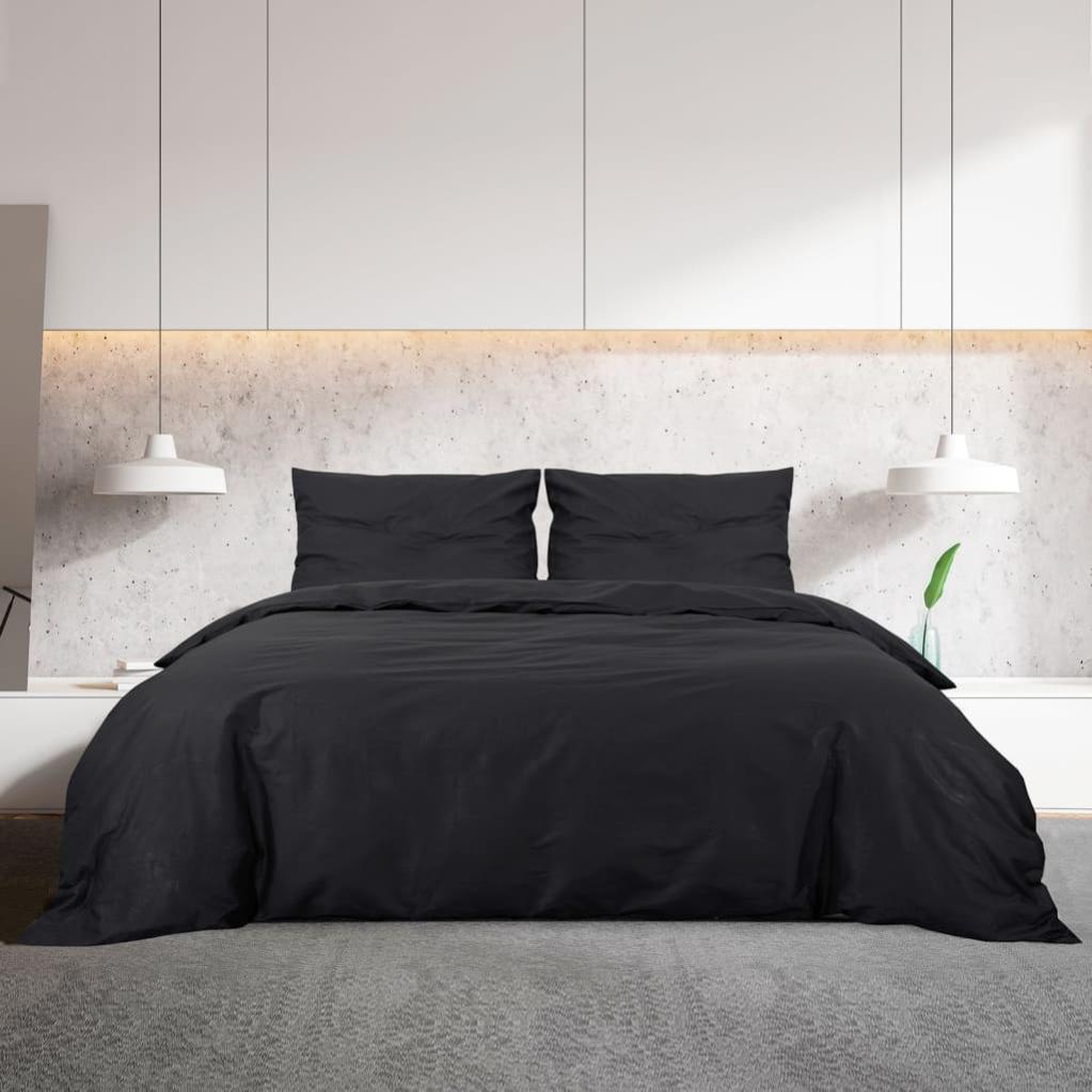 Ensemble de housse de couette Noir 200x220 cm Coton - 3