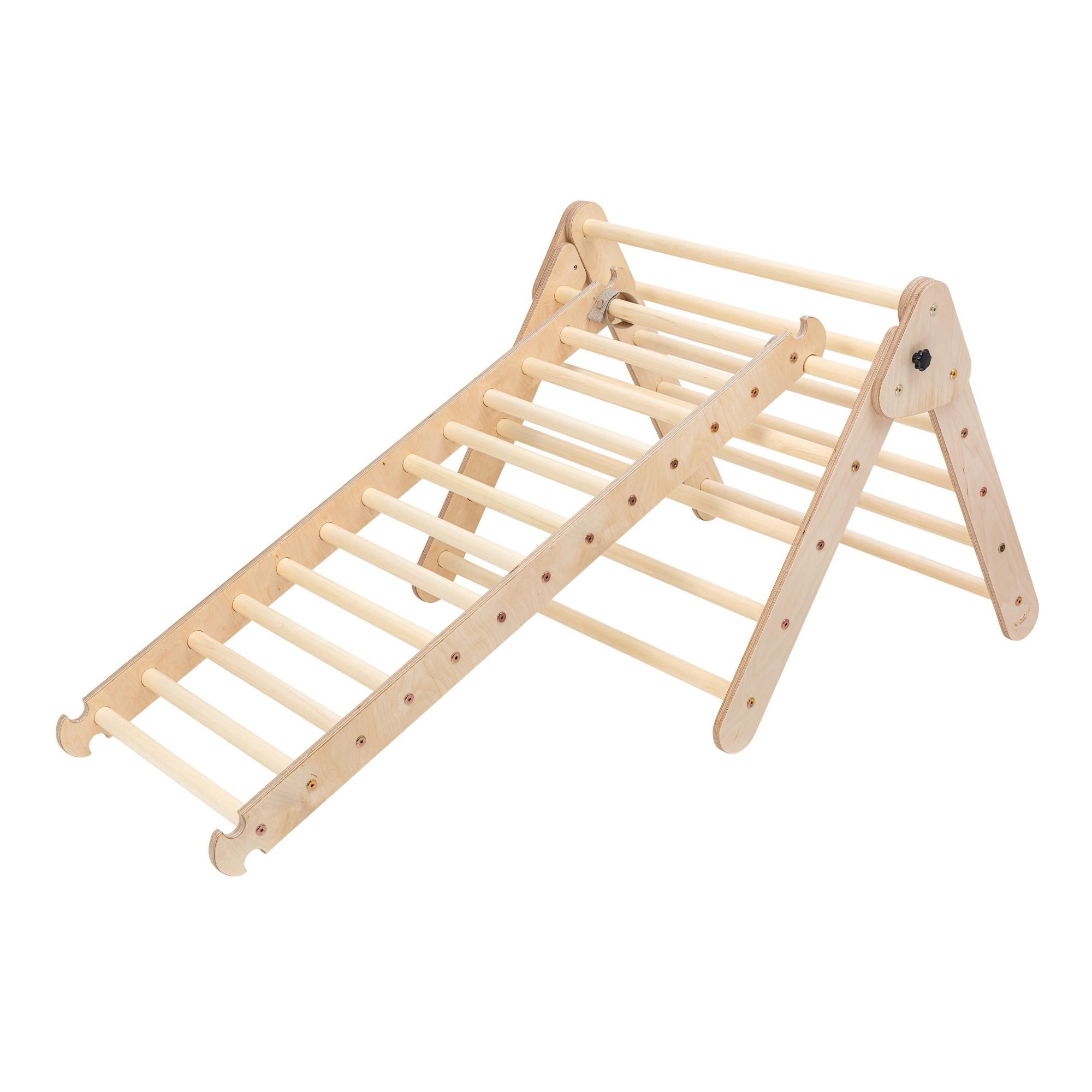 GOPLUS 7 En 1 Triangle Arche Montessori, Arche D'escalade Enfants Avec Toboggan Bois,Rampe, Échelle Réglable, Charge 50KG, Pour Tout-Petits Bébé 1 Ans+(Multicolore