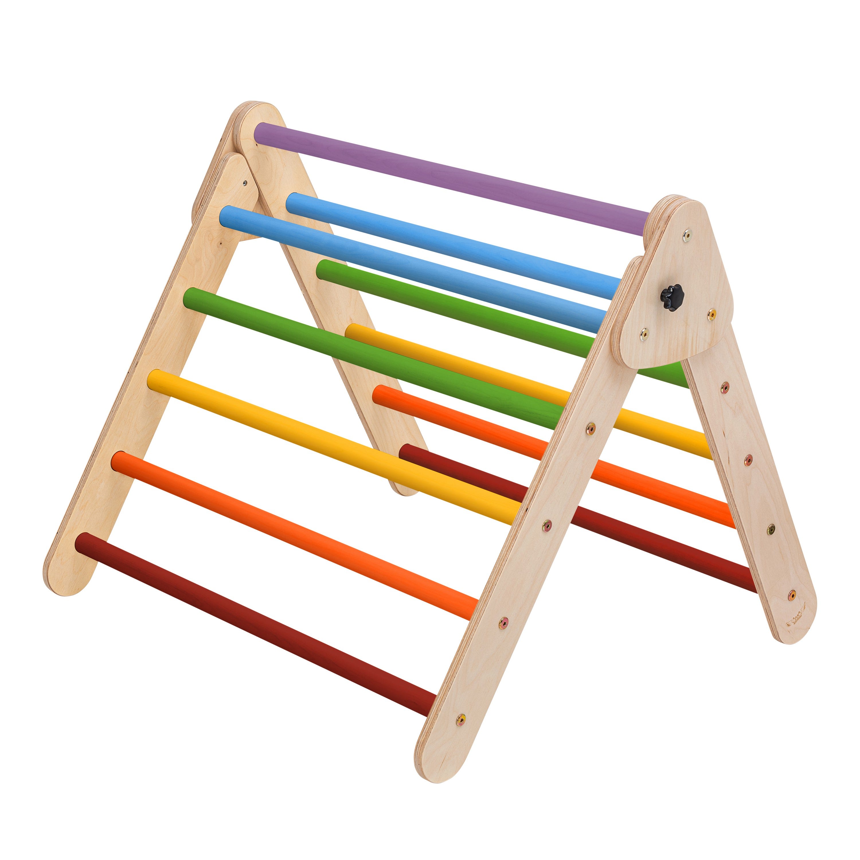 KateHaa Triangle d'escalade en bois aux couleurs de l'arc-en-ciel, Structure / Cadre d'escalade d'intérieur pour enfants, Jouets Montessori