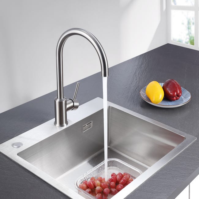 CECIPA Rubinetti da cucina, rubinetto monocomando rotante a 360°, rubinetto  da cucina in acciaio inox, miscelatore per lavello da cucina