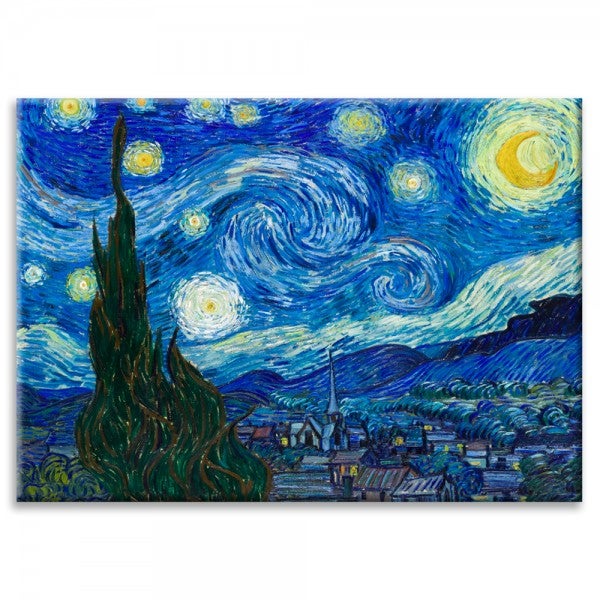 Vincent Van Gogh- Notte Stellata - Quadro Canvas Su Telaio In Legno 50x70  cm