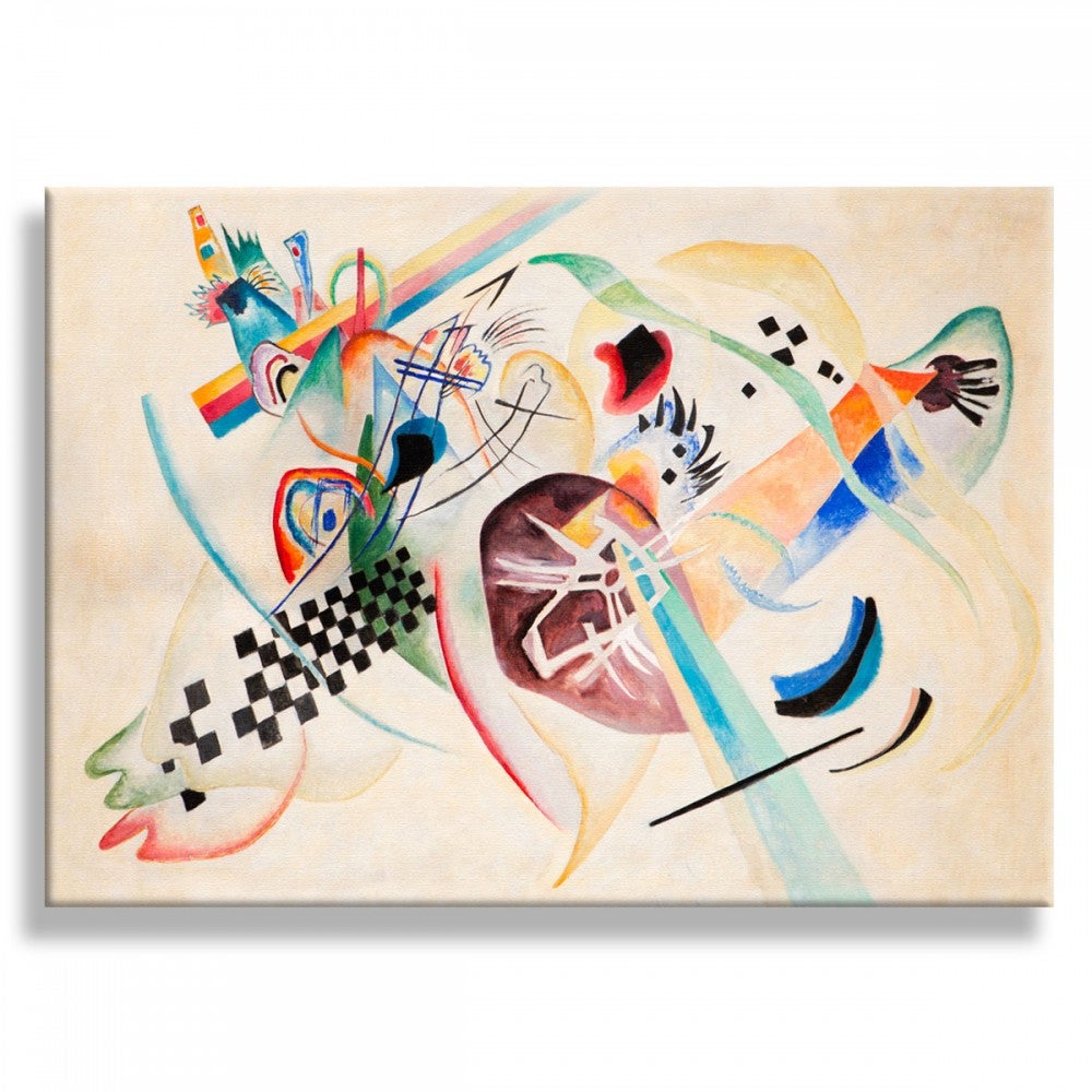 On White - Kandinsky - Quadro Stampa Su Canvas Con Telaio In Legno